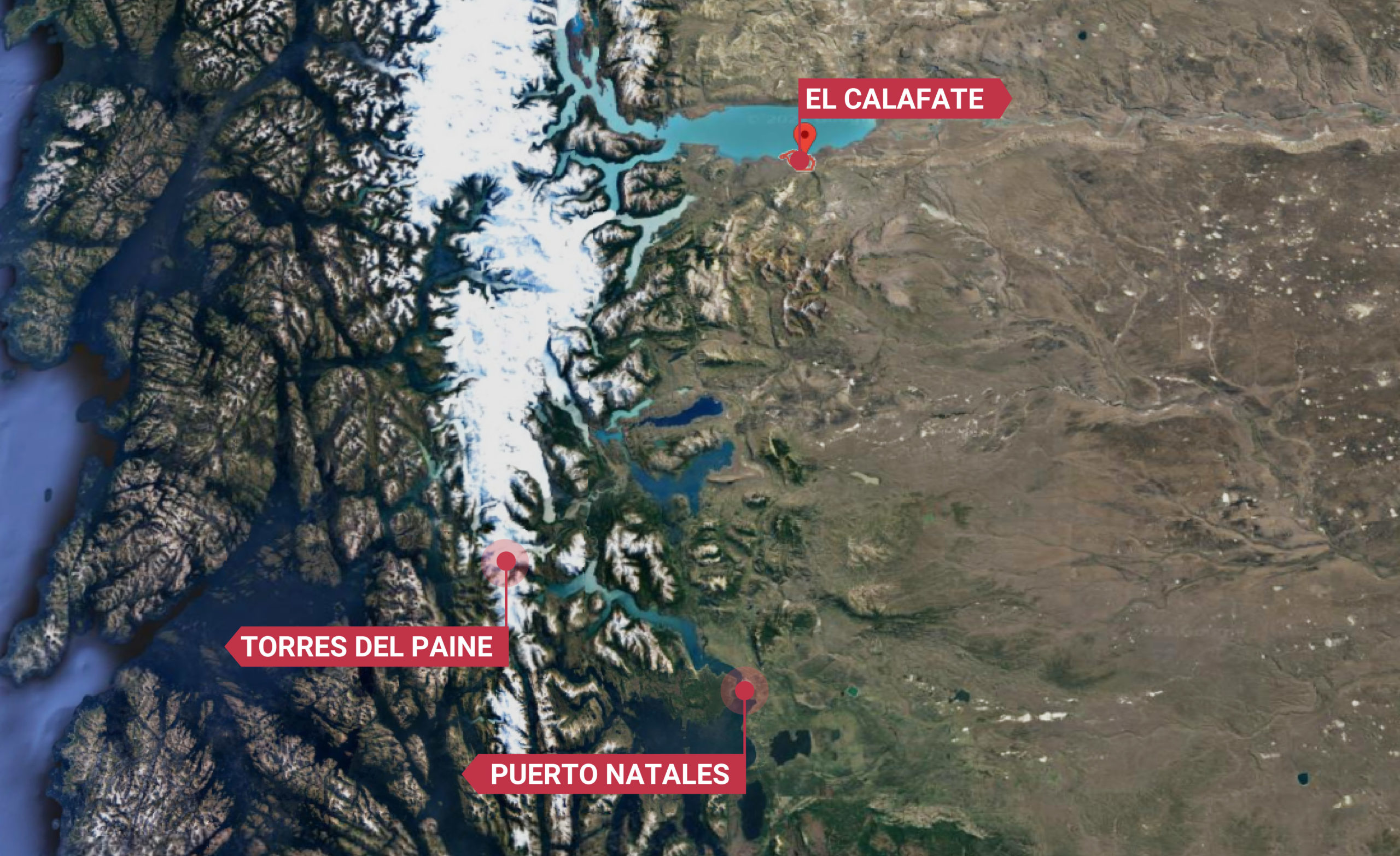 EL CALAFATE TO TORRES DEL PAINE MAP-01