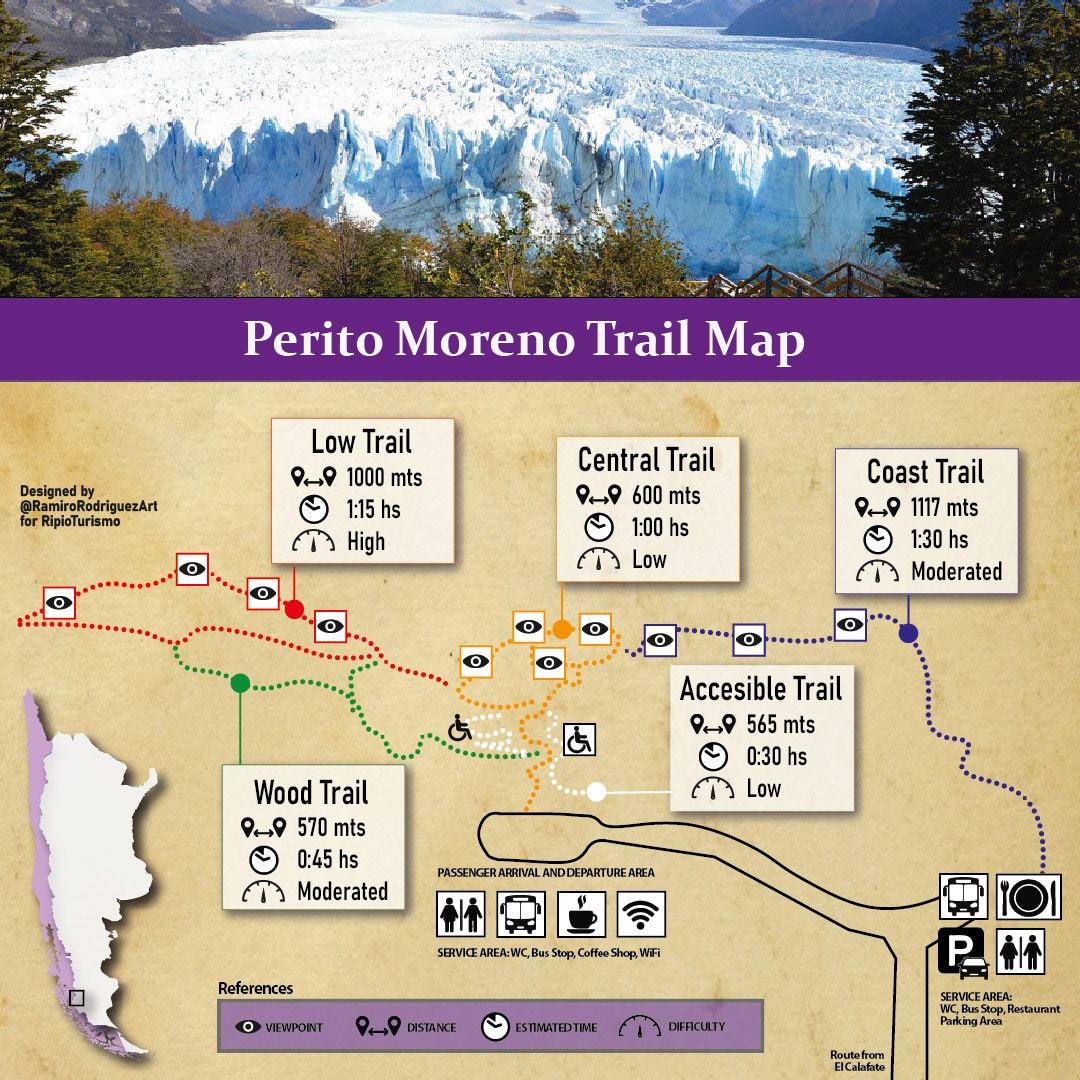 perito moreno trails map