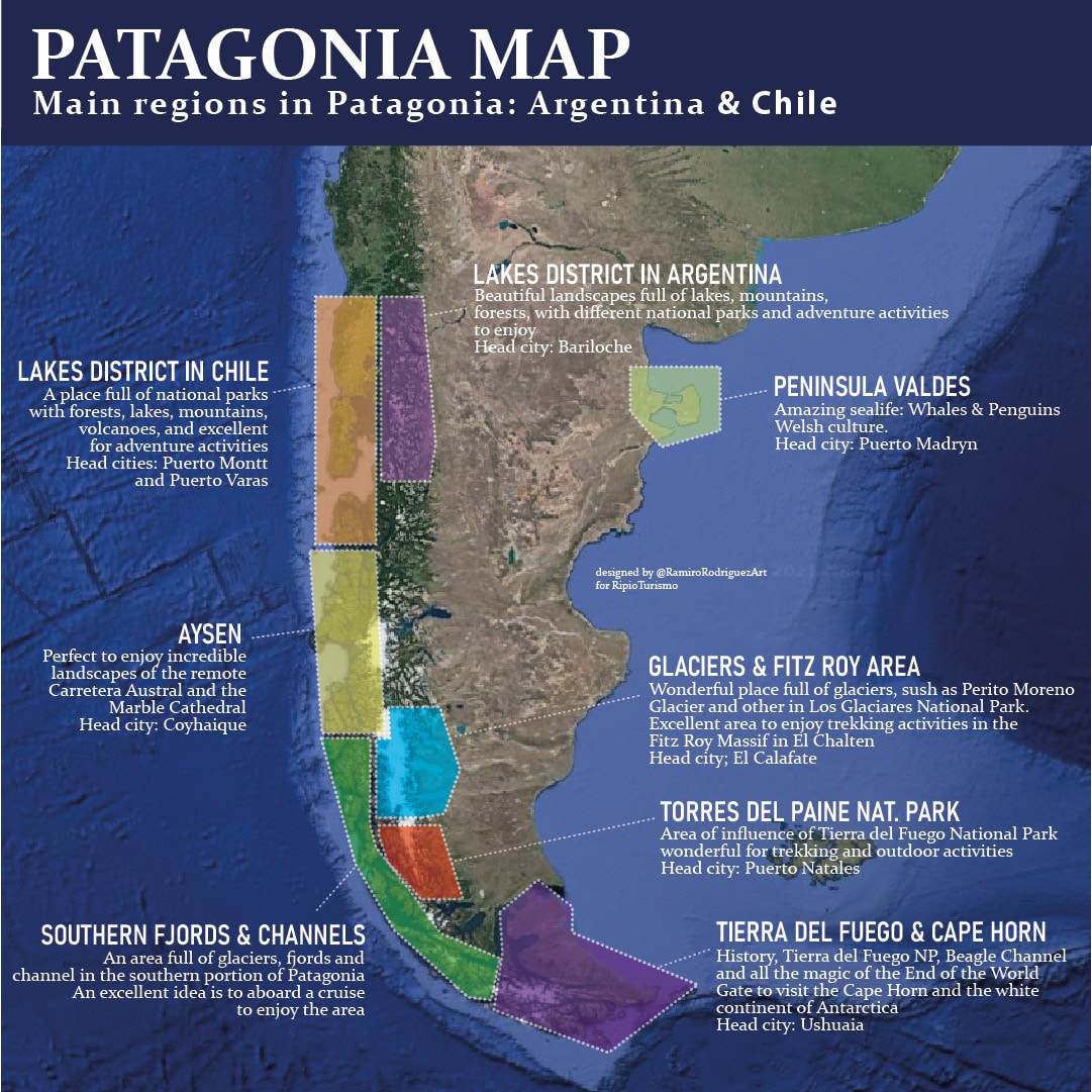 The Patagonia Map: The Regions in Patagonia and What to See