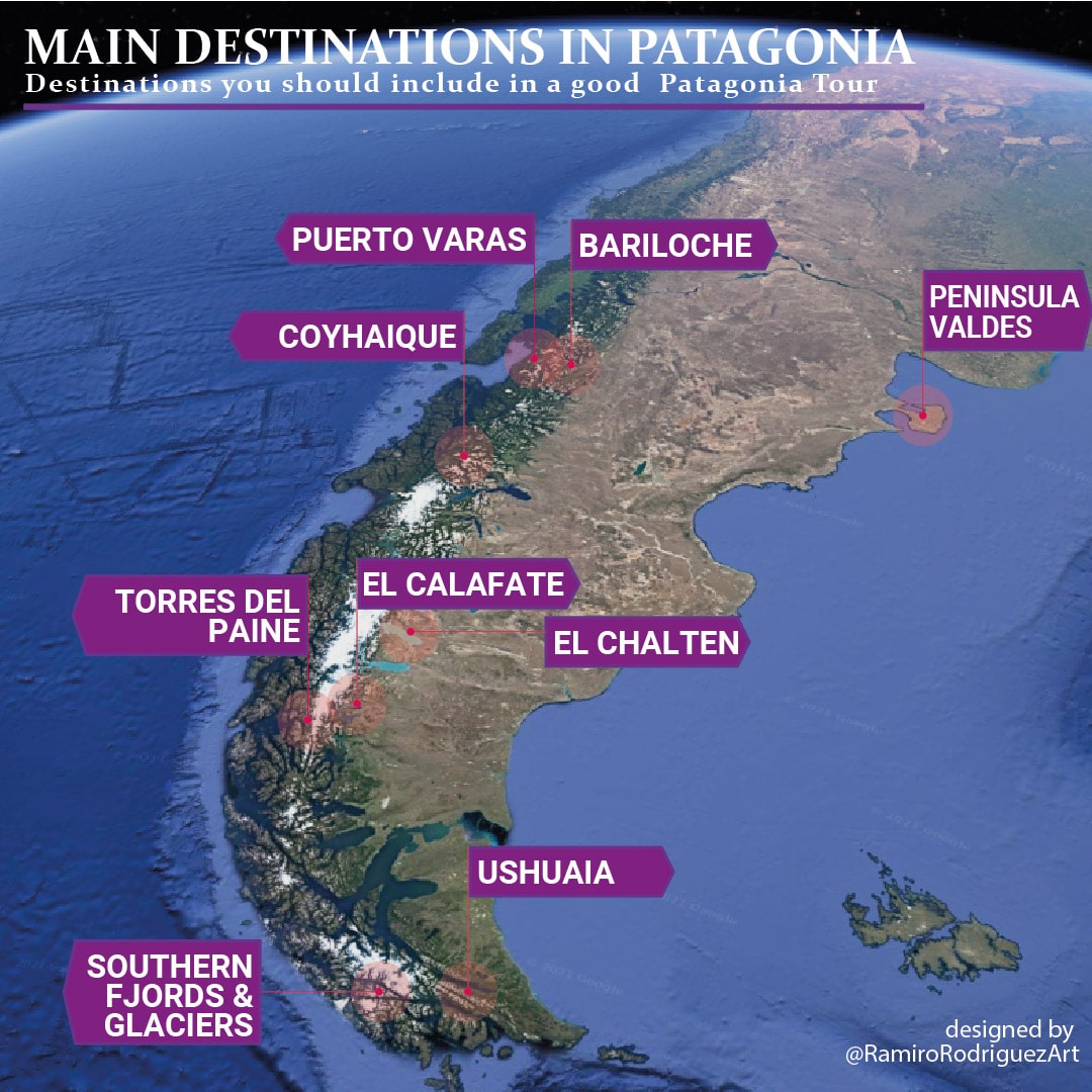 best tours in patagonia map