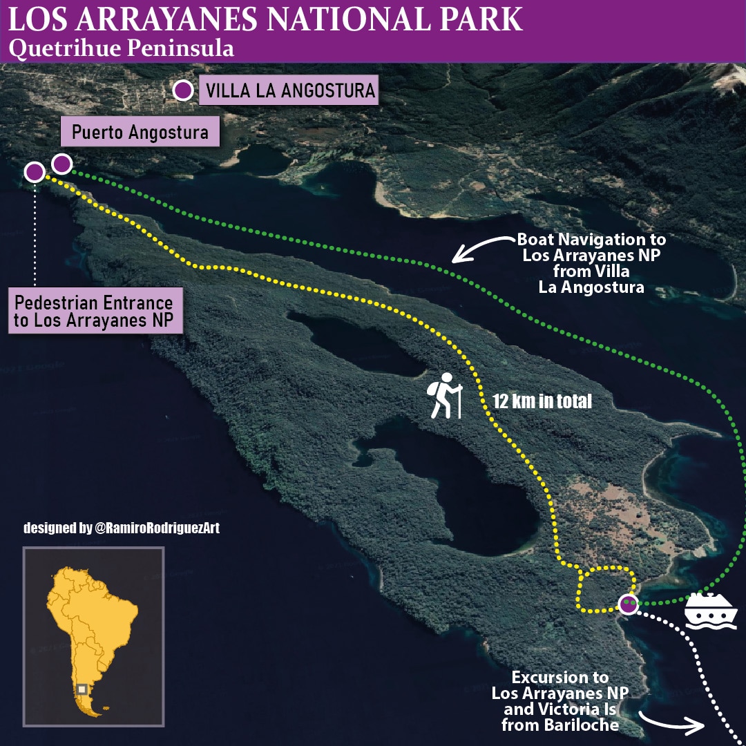 los arrayanes national park how to visit map