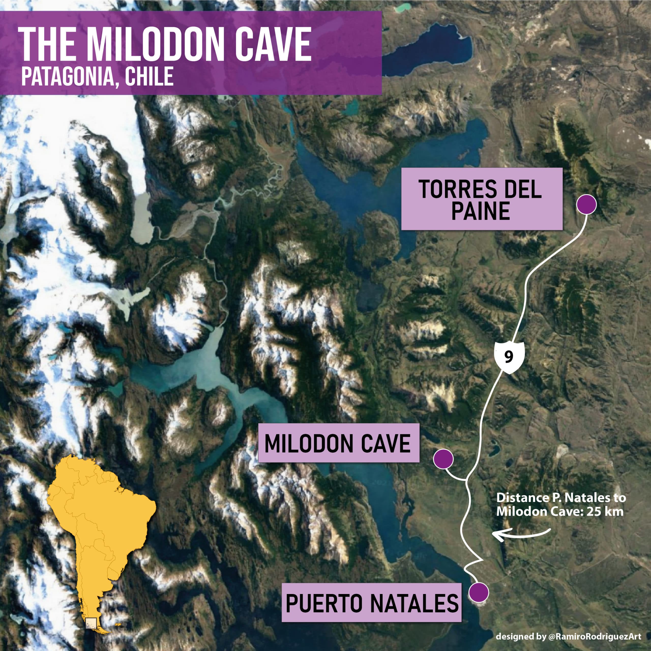 milodon cave location map