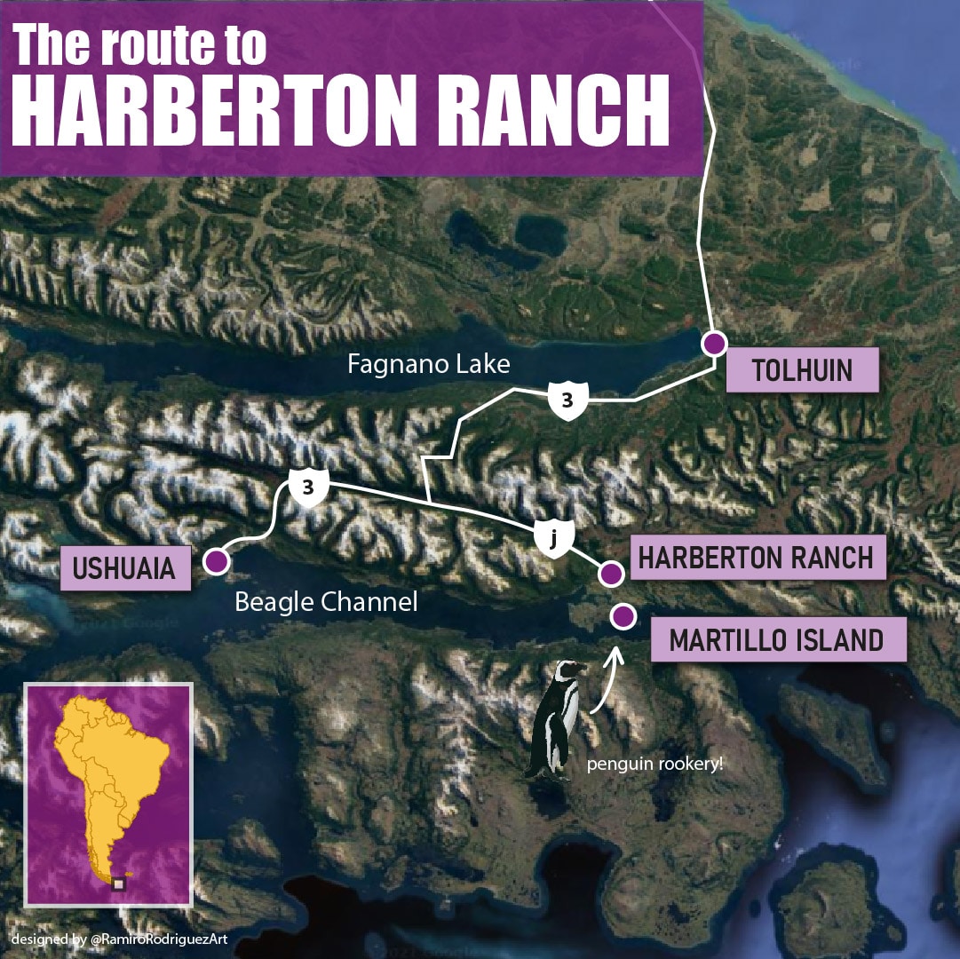 the route to Harberton Ranch