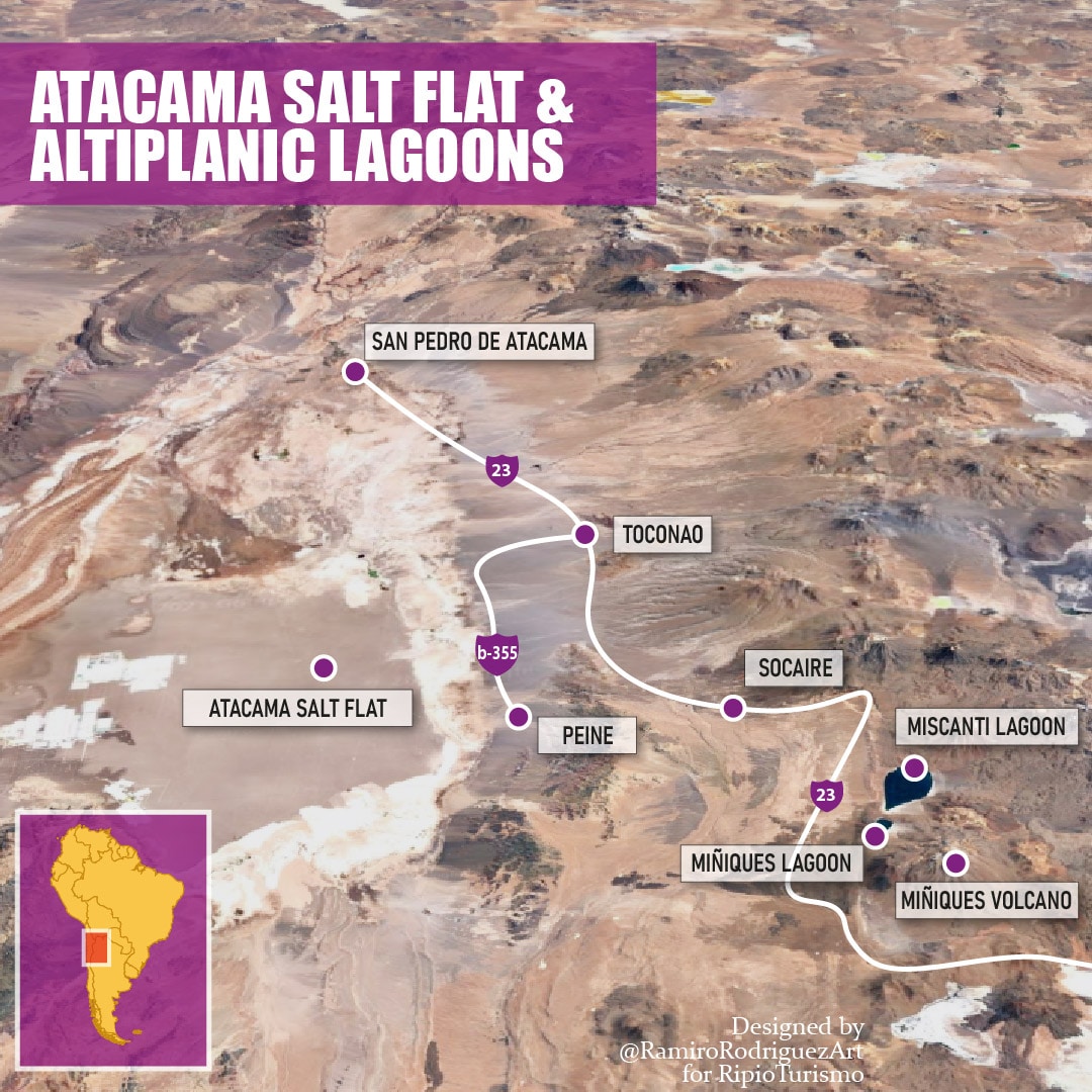 ATACAMA SALT FLATS AND ALTIPLANIC LAGOONS MAP